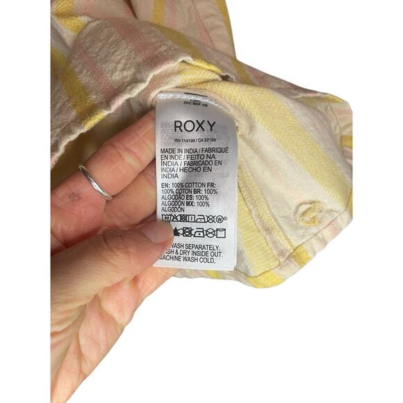 Roxy Under the Sun Strap Sundress Small Cotton Butter Yellow Petal Pink Pastel - Picture 4 of 7